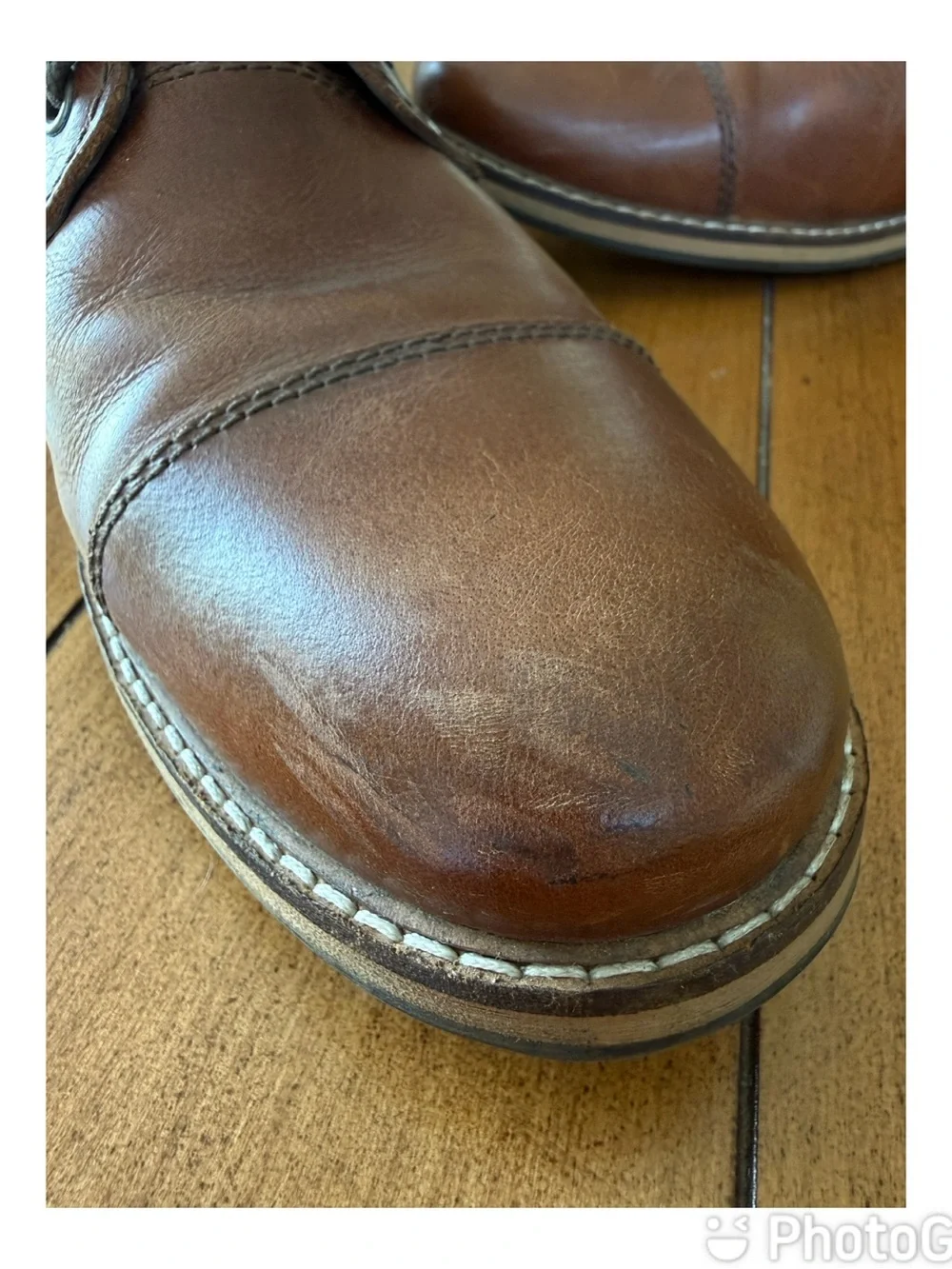 Crevo Men’s Brown Leather Lace Up Zipper Ankle Boots Size 10.5 side zip